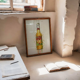 Beer Bottle Wall Art Print 'Aztec gold' 