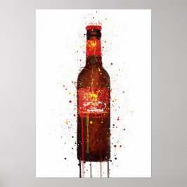 Beer Bottle Wall Art Print 'Rambla Red'
