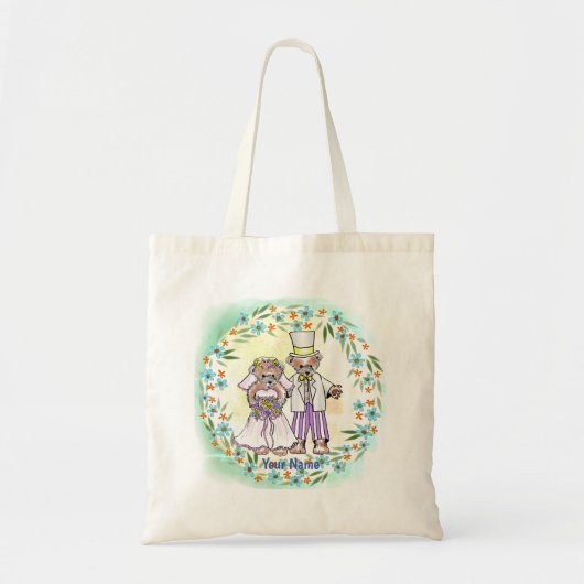 Beer bruid en bruidegom bruiloft canvas tas (Voorkant)