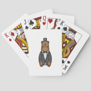 Beer bruidegom met jas pokerkaarten