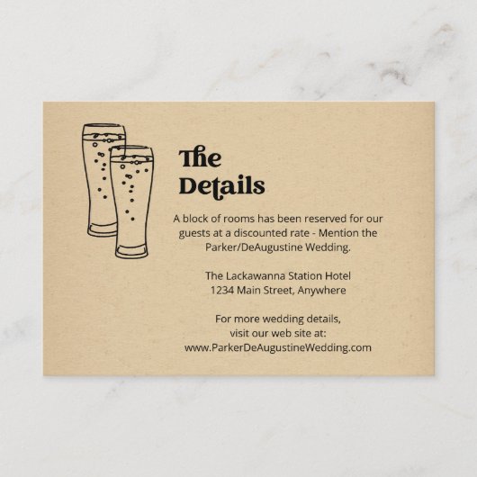 Beer Bruiloft Informatie Details Behuizing Kaart (Voorkant)
