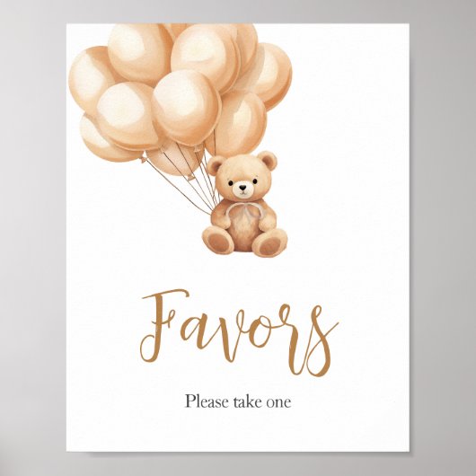 Beer bruin ballon Baby shower gunsten Poster (Voorkant)