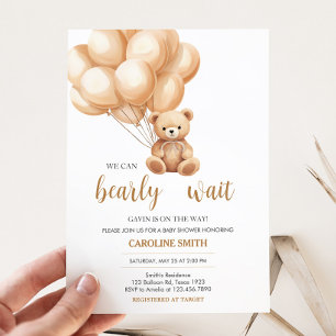 Beer bruin ballon Baby shower Kaart