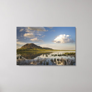 Beer Butte reflecteert het Beer Butte Lake nabij Canvas Afdruk