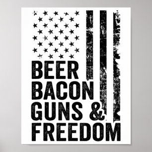 Beer Bycon Pistolen and Freedom USA BBQ Amerikaans Poster