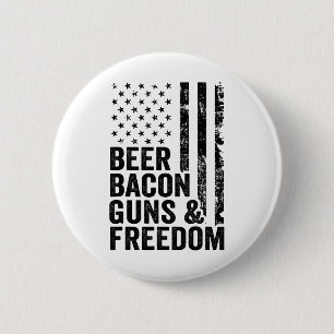 Beer Bycon Pistolen and Freedom USA BBQ Amerikaans Ronde Button 5,7 Cm