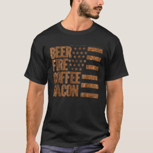 Beer Camping for Men Fire Coffee Bacon T-shirt