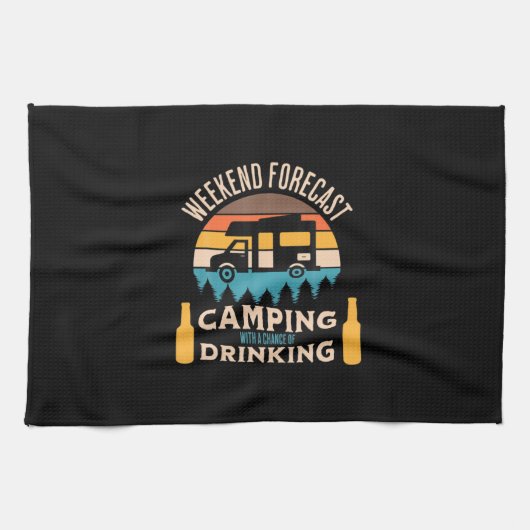 Beer Camping With Beer Birthday Theedoek (Horizontaal)