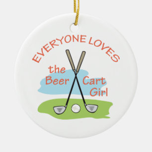 Beer Cart Girl Keramisch Ornament