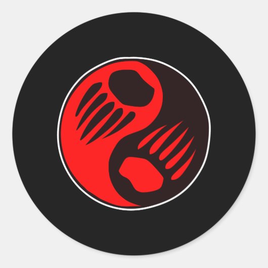 Beer Claw Yin Yang Black Ronde Sticker (Voorkant)