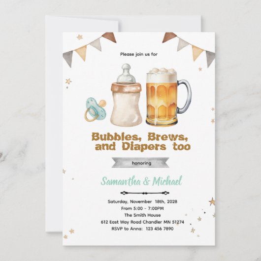 Beer Co Ed Baby Shower Invitation (Devant)