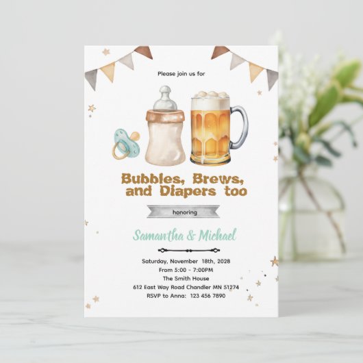 Beer Co Ed Baby Shower Invitation (Debout devant)