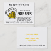 Beer Coupon voor Liscensed Bar & Grill Restaurant (Voorkant / Achterkant)