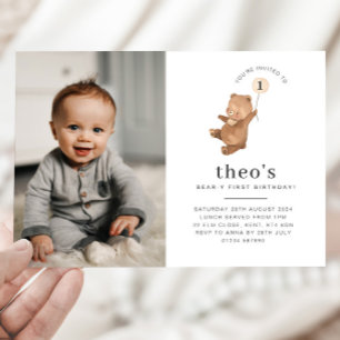 Beer Cream-ballon Foto 1st Birthday Uitnodiging