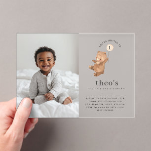 Beer Cream-ballon Foto 1st Birthday Uitnodiging Acryl Uitnodigingen