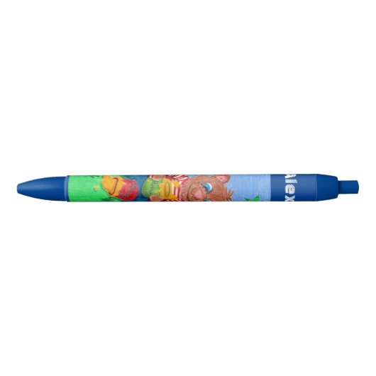 Beer dat honing eet kind gepersonaliseerde blauwe  blauwe inkt pen (Voorkant)