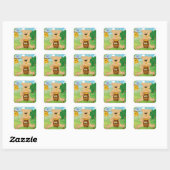 Beer dat honing eet vierkante sticker (Vel)