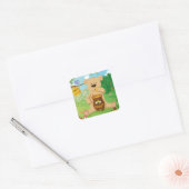 Beer dat honing eet vierkante sticker (Envelop)