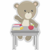 Beer dat naar school gaat, stutten Beer, bruin Bee Sticker (Voorkant)