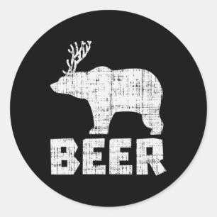 Beer Deer Beer Funny Drink jachtkamp pa Ronde Sticker