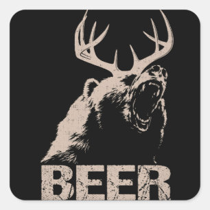 Beer Deer Beer Vierkante Sticker