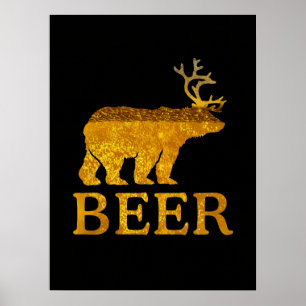 Beer Deer of Beer Bold Silhouette Poster