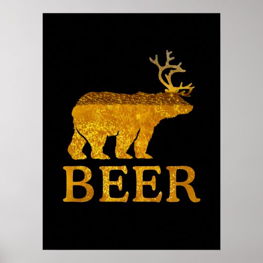 Beer Deer of Beer Bold Silhouette Poster (Voorkant)