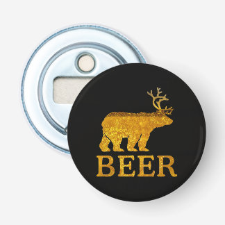 Beer Deer of Beer op bier Button Flesopener