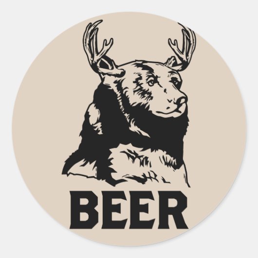 Beer + Der = Bier Ronde Sticker (Voorkant)