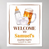 Beer Diaper Party Baby shower Welkom Poster (Voorkant)