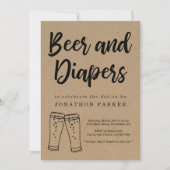 Beer & Diaper Party - Papa, Guy, Man Baby shower Kaart (Voorkant)