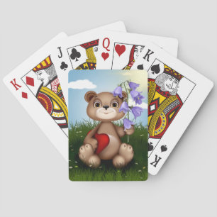 Beer die een boeket bloemen vasthoudt-30926 pokerkaarten