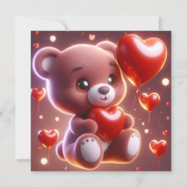 beer die een hart vasthoudt voor Valentijnsdag Feestdagenkaart