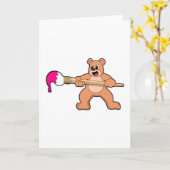 Beer die schildert met kwast en verf kaart (Gele Bloem)