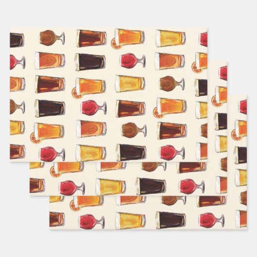 Beer Drink Pattern Mannen Inpakpapier Vel (Set)