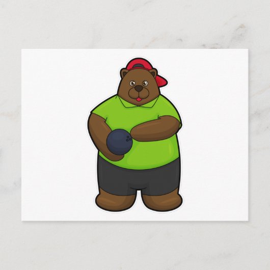 Beer drinkende beer met bowlingbal briefkaart (Voorkant)