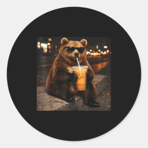 Beer drinkende beren grappige dieren meme mannen ronde sticker