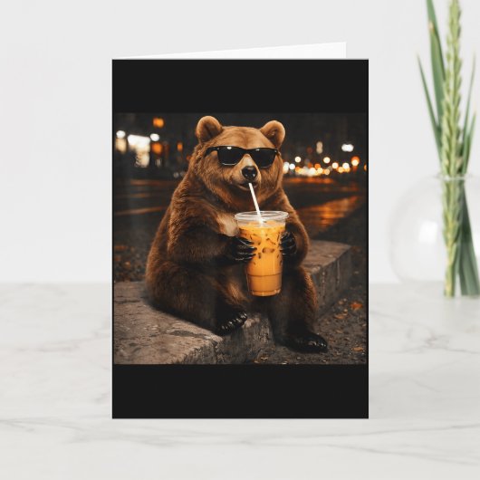 Beer drinkende ijsgekoelde koffie Funny dier meme Kaart (Voorkant)