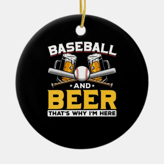 Beer Drinker Baseball Beer Humor Birthday Keramisch Ornament (Voorkant)