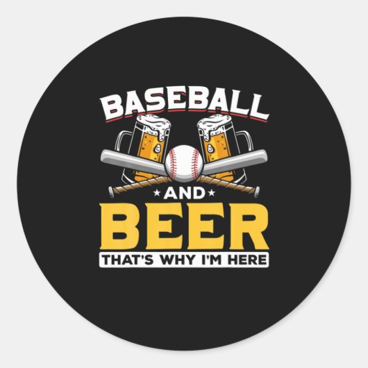 Beer Drinker Baseball Beer Humor Birthday Ronde Sticker (Voorkant)