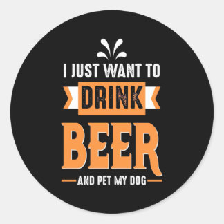 Beer Drinker Beer and Dog Ronde Sticker