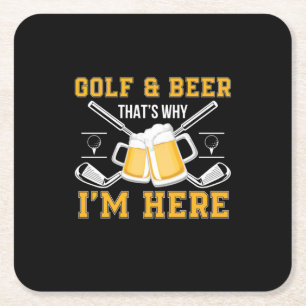 Beer Drinker Golf And Beer Birthday Vierkante Kartonnen Onderzetter