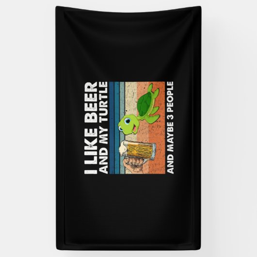 Beer Drinker I Like Beer And My Turtle Birthday Spandoek (Verticaal)