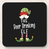 Beer Drinking Elf Group Christmas Birthday Bier Onderzetter (Voorkant)