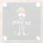 Beer Drinking Elf Group Christmas Birthday Glazen Onderzetter (Achterkant)