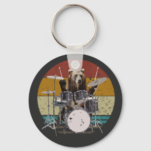 Beer Drummer die Drums Basis Button Sleutelhanger