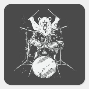 Beer Drummer-speldrums Vierkante Sticker