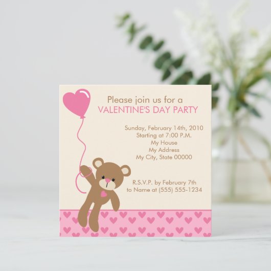 Beer en Ballonnen Valentijnsdag Uitnodiging (Staand voorkant)