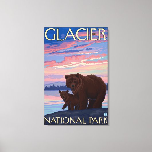 Beer en Cub - Glacier National Park, MT Canvas Afdruk (Voorkant)