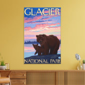 Beer en Cub - Glacier National Park, MT Canvas Afdruk (Insitu (Woonkamer))